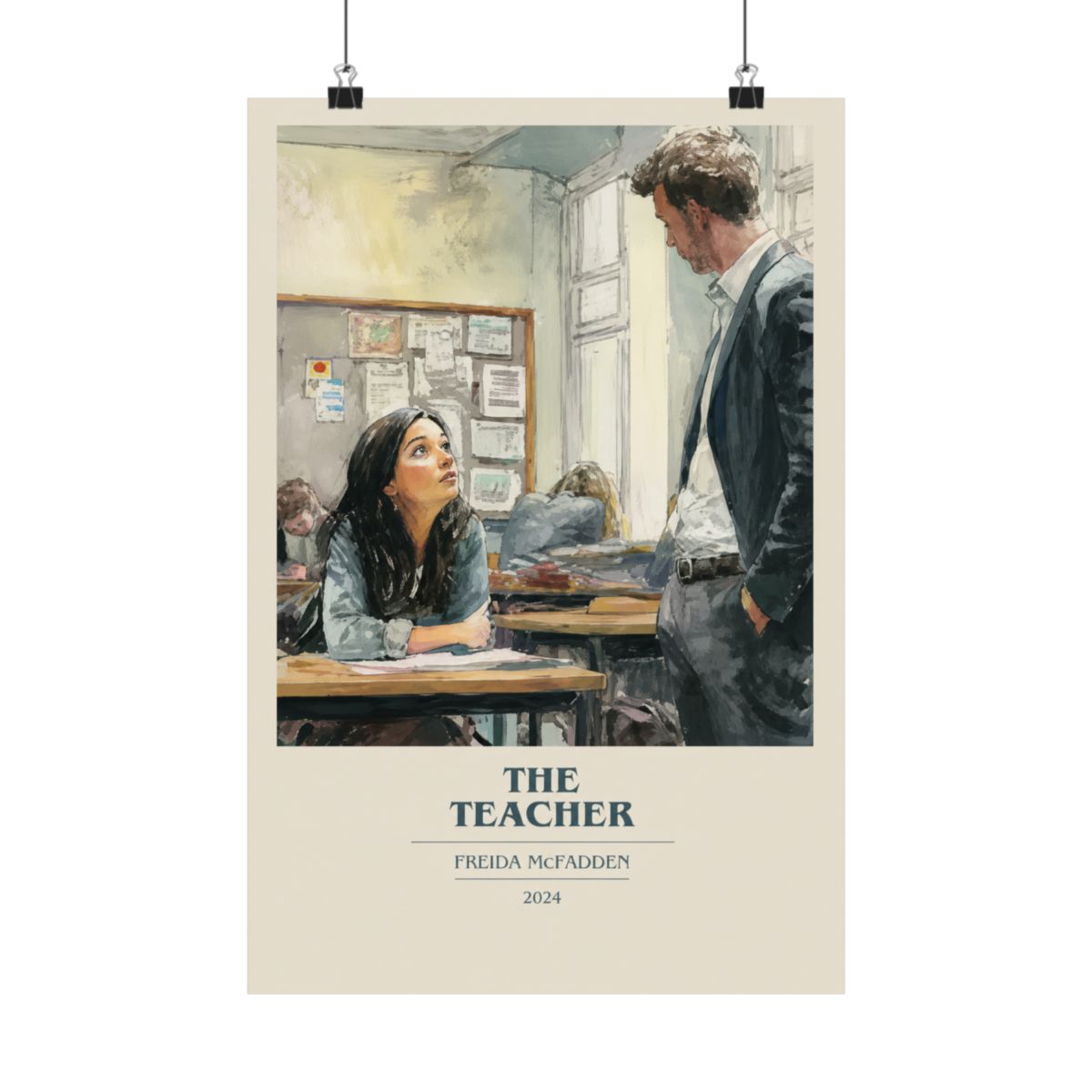 The Teacher by Freida McFadden Modern Minimalist Poster, Thriller Book Art, Bookish Gift, Reading Nook Print - alternate angle 5, merchandise