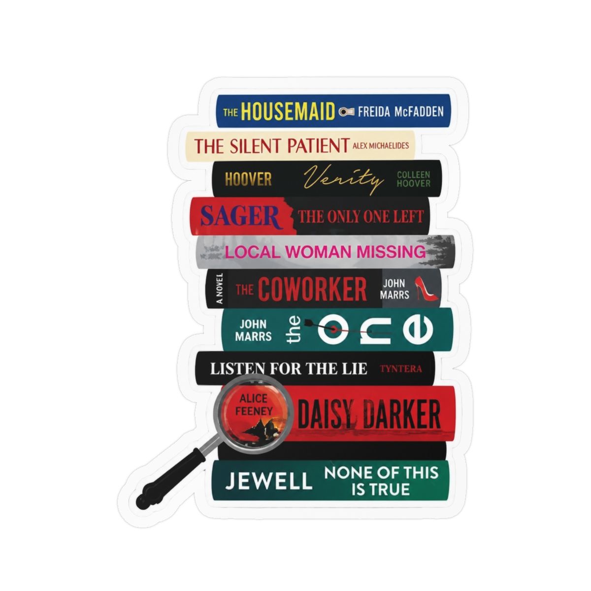 Thriller Book Stack Sticker, Bookish Sticker, Kindle Decal, Gifts for Book Lovers, Laptop Decal, Waterproof, Book Club Gift, Freida McFadden