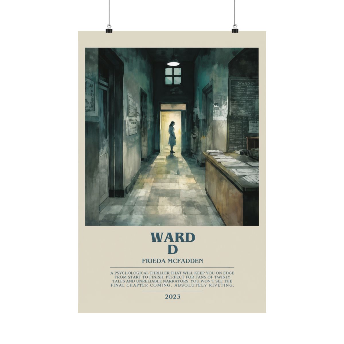 Ward D by Freida McFadden Modern Book Print Poster, Thriller Literary Art, Reader Gift, Bookshelf Decor
