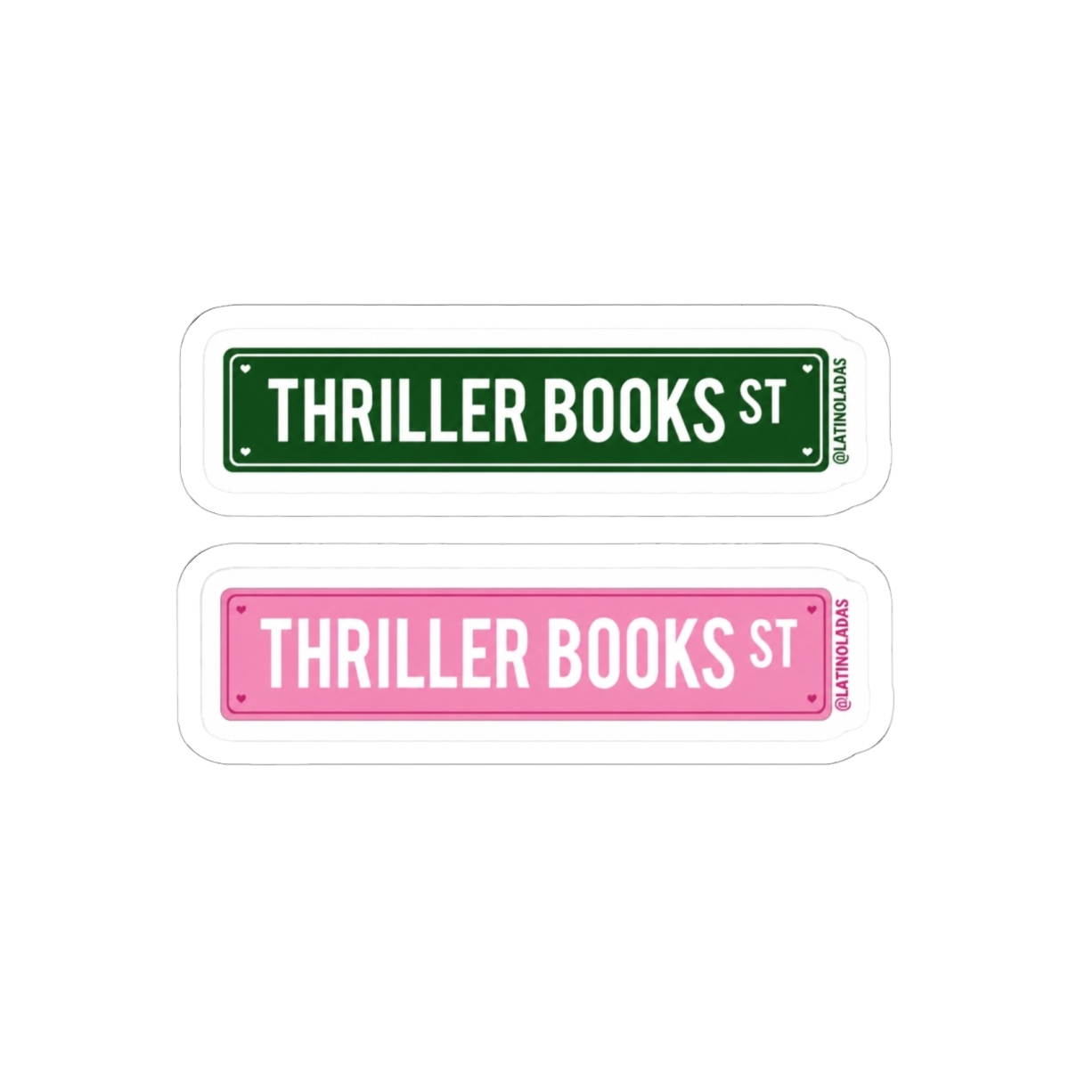 Thriller Books Street | Pink Green Booknerd Aesthetic Street Sign | Readers Merch | The Housemaid Freida McFadden | A Good Girls Guide to Murder | Horror Books | True Crime Books | Book Girlie Pack